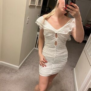 NYE or wedding sparkle White Off-Shoulder Dress